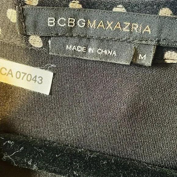 𝅺bcbg MAX AZRIA Dress Black Polka Dot Chiffon Summer - Picture 5 of 6